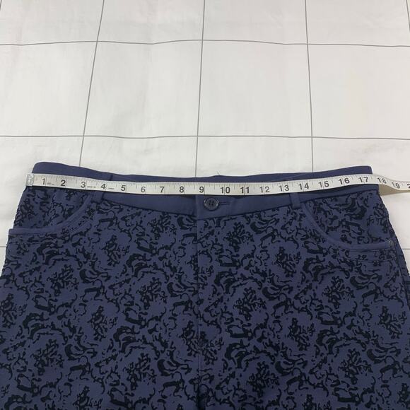 Soft Surroundings Pants Womens Large Petite Navy Blue Baroque Velvet Burnout - Picture 6 of 10